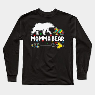 Momma Bear Autism Awareness Gift for Birthday, Mother's Day, Thanksgiving, Christmas Long Sleeve T-Shirt